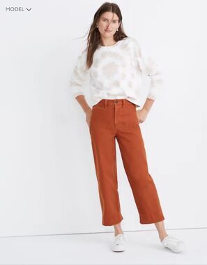 Madewell Slim Emmett Wide-Leg Crop Pants Warm Nutmeg Orange Super Stretch 26